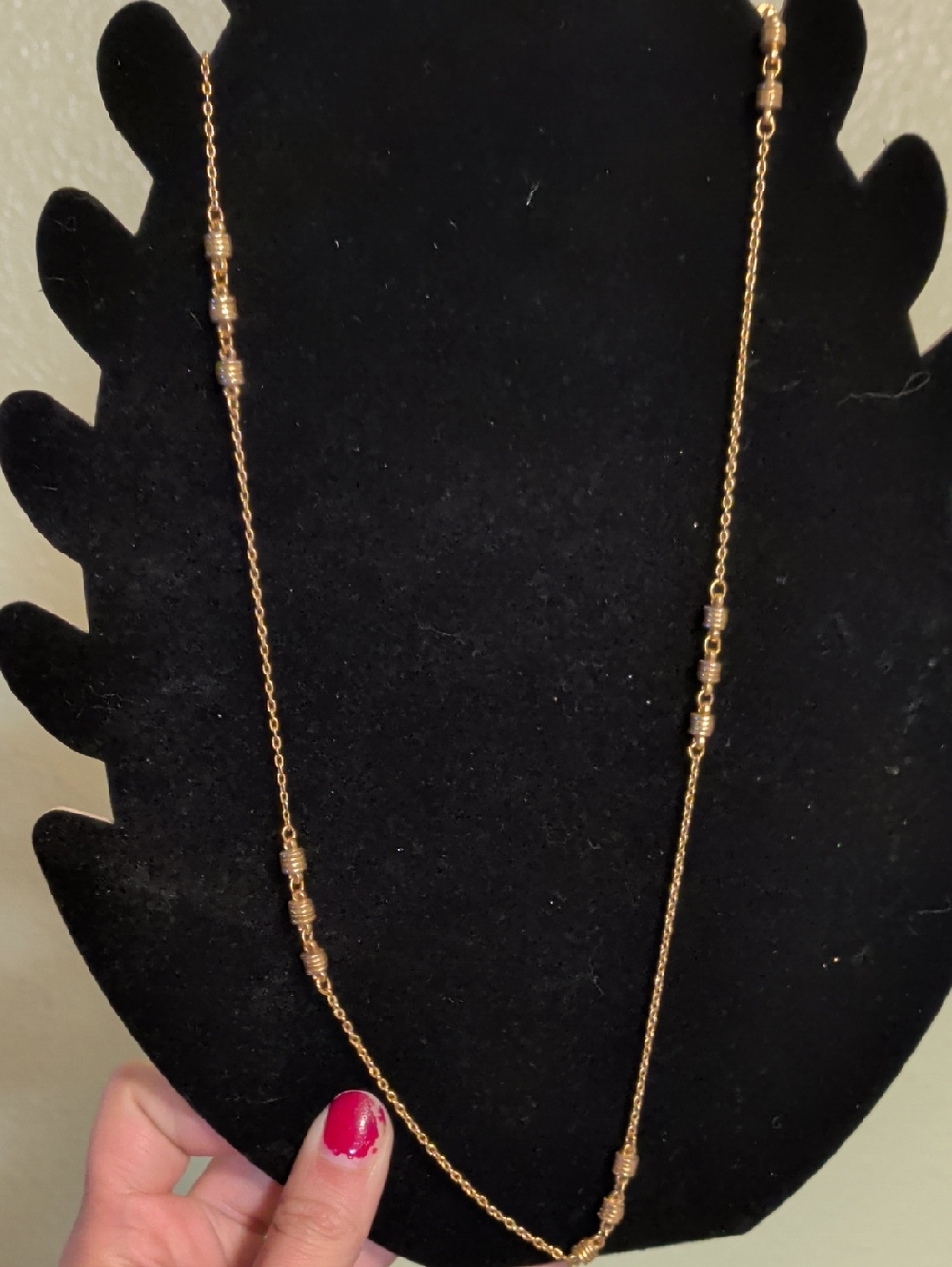 Gold Beaded Long Chain Necklace - Women's‎ Jewelry